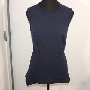 Yigal Azrouel Designer Sleeveless Structured Peplum Navy Blue Size Small